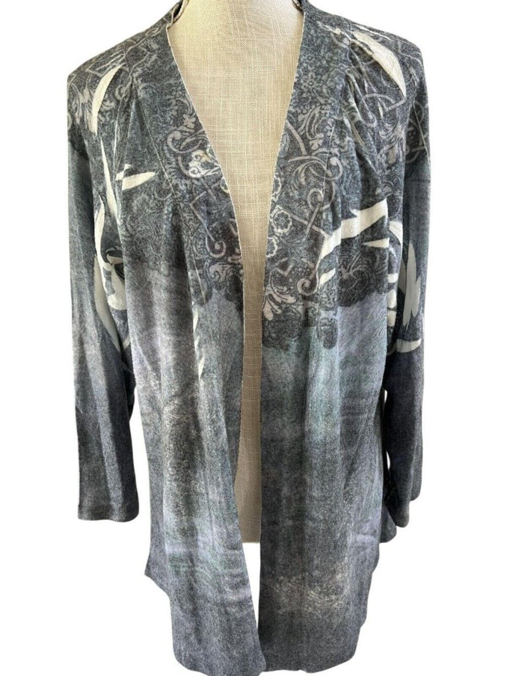 Mughbaby Womens Lightweight Open Front Cardigan With White Floral Print size L